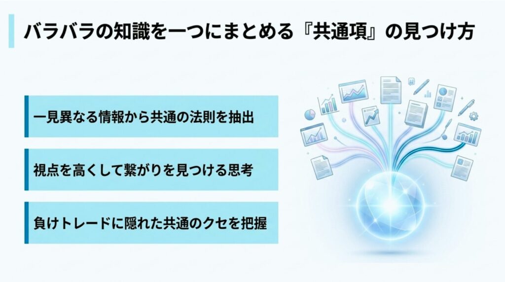 『負けトレードの苦しみからあなただけの共通のクセを見つけ出し脳のブレーキを外すための思考法の図解』