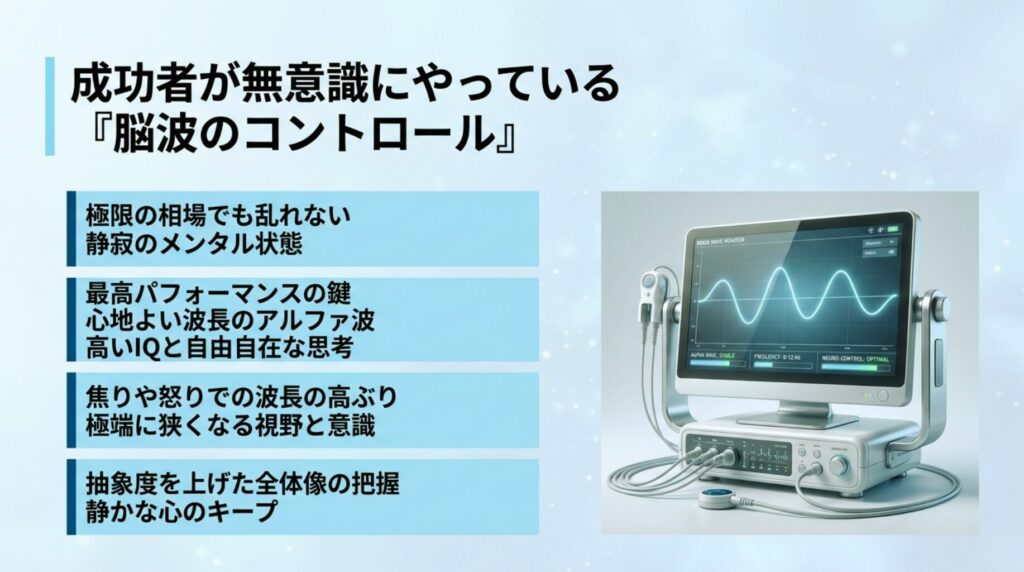 『焦りや怒りで狭くなった視野から抜け出し最高パフォーマンスを発揮する脳波コントロールの図解』
